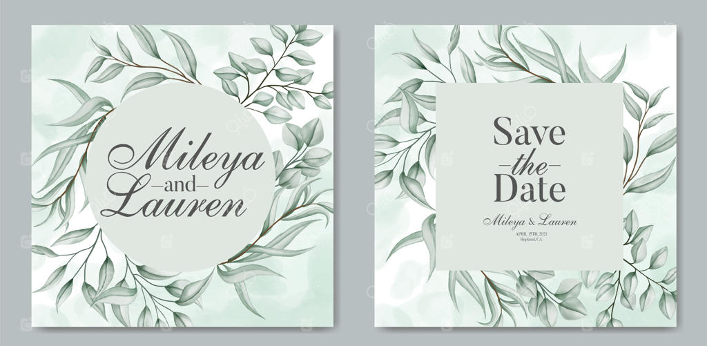 برگ‌های ظریف برای قالب کارت دعوت عروسی