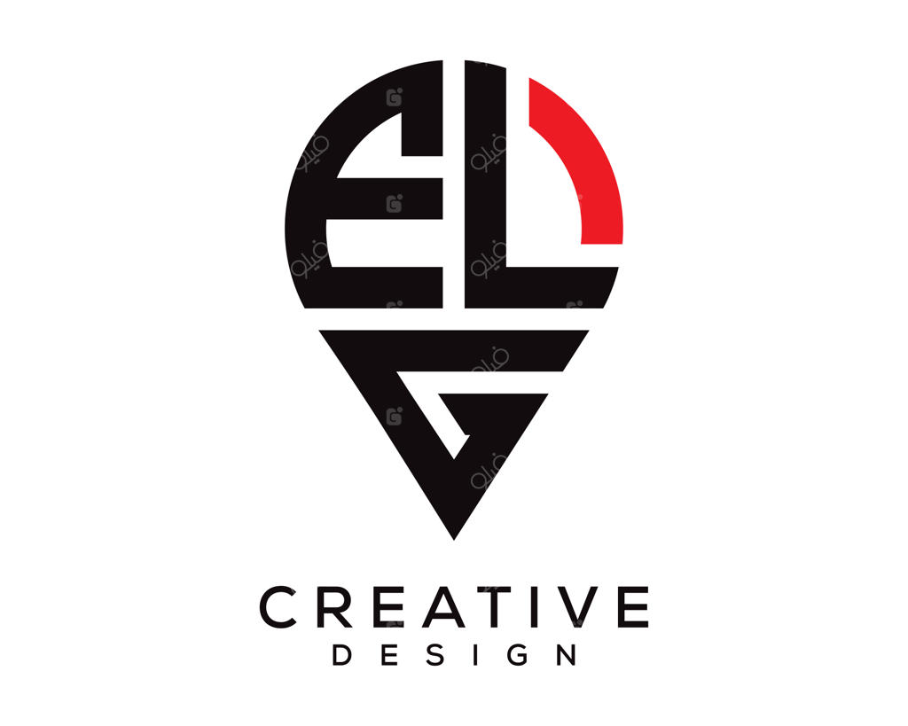 طراحی لوگوی حروف Elg با نماد موقعیت مکانی