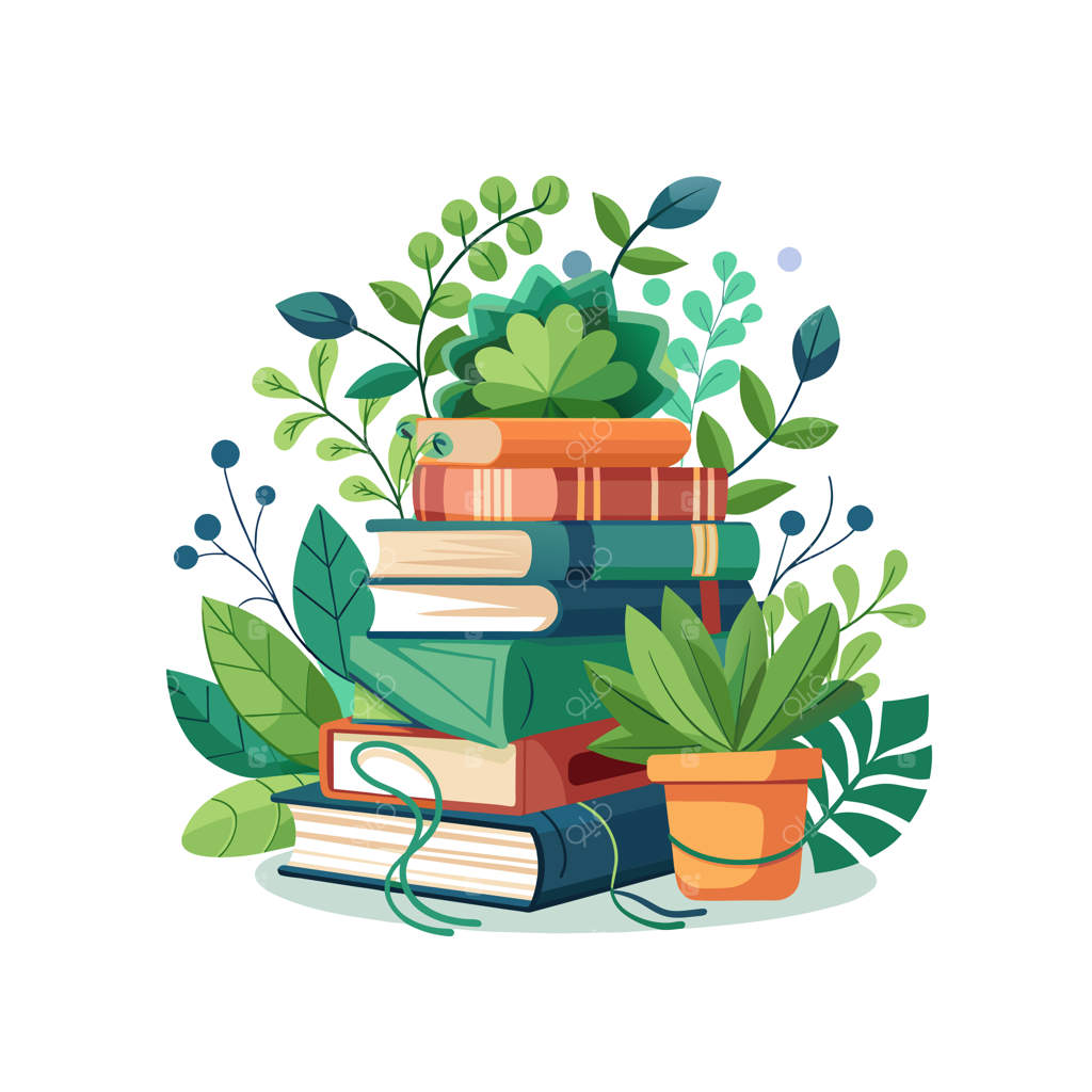 مفهوم تصویرسازی وکتور از روی هم قرار دادن کتاب‌ها