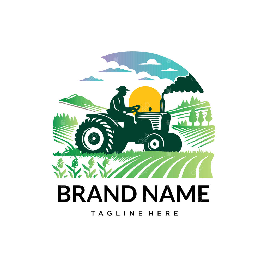 لوگوی تراکتور و مزرعه؛ نماد منظره روستایی برای برندینگ کشاورزی