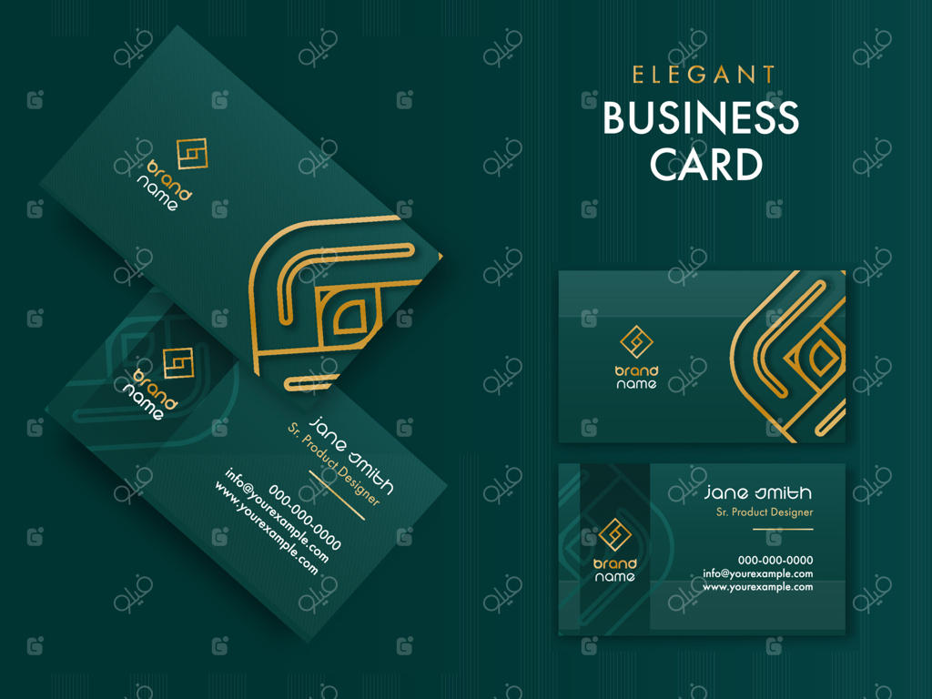 الگوهای کارت ویزیت دو رو قابل ویرایش به رنگ سبز لجنی.