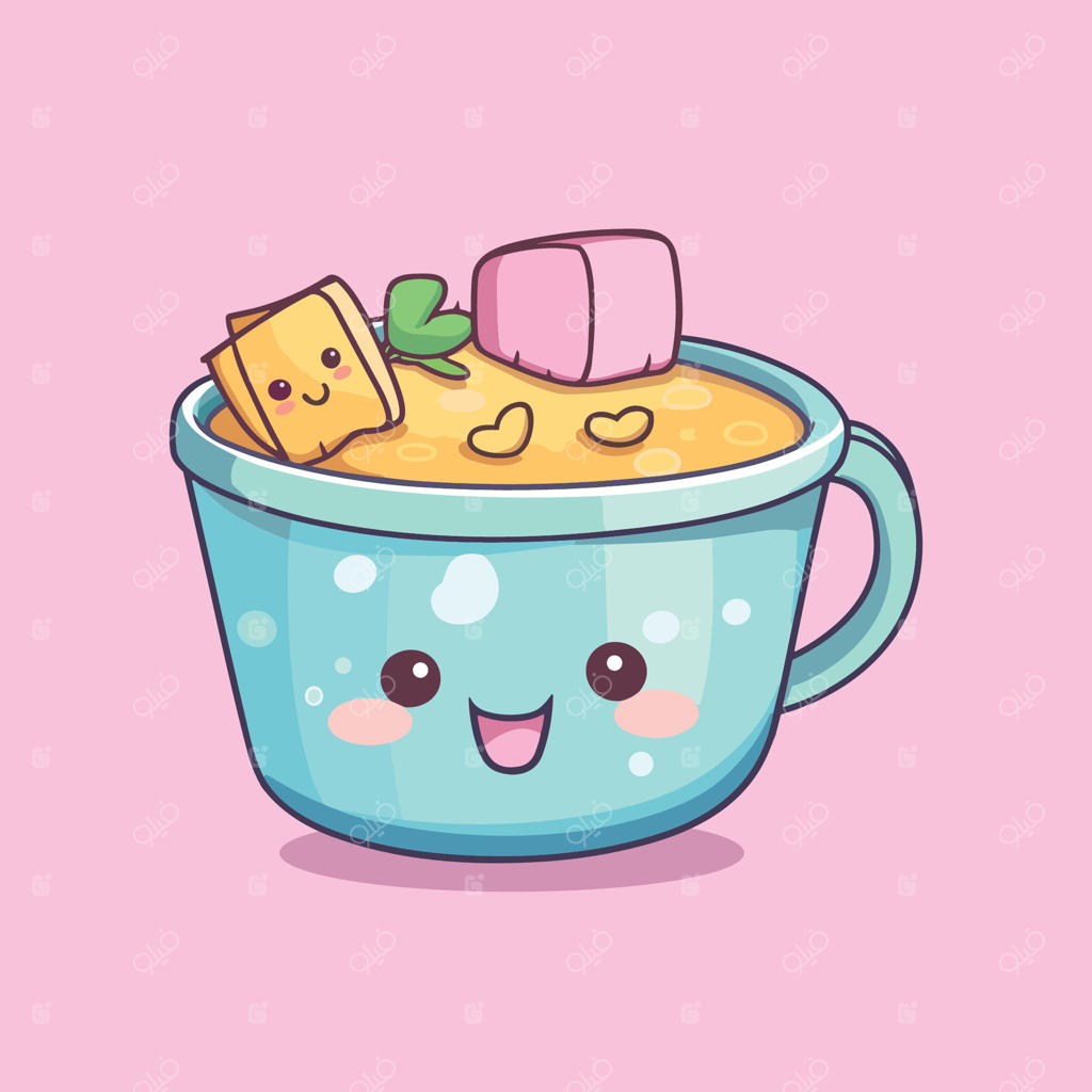 تصویرسازی سوپ میسو با رنگ‌های جذاب و بامزه برای منو و پوستر وب