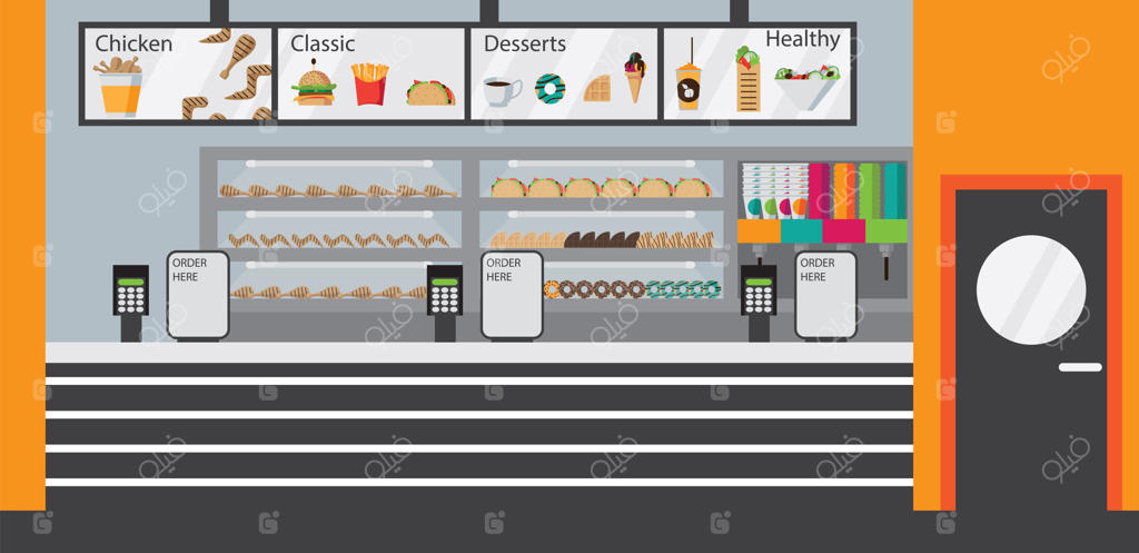 پیشخوان کافه فست فود