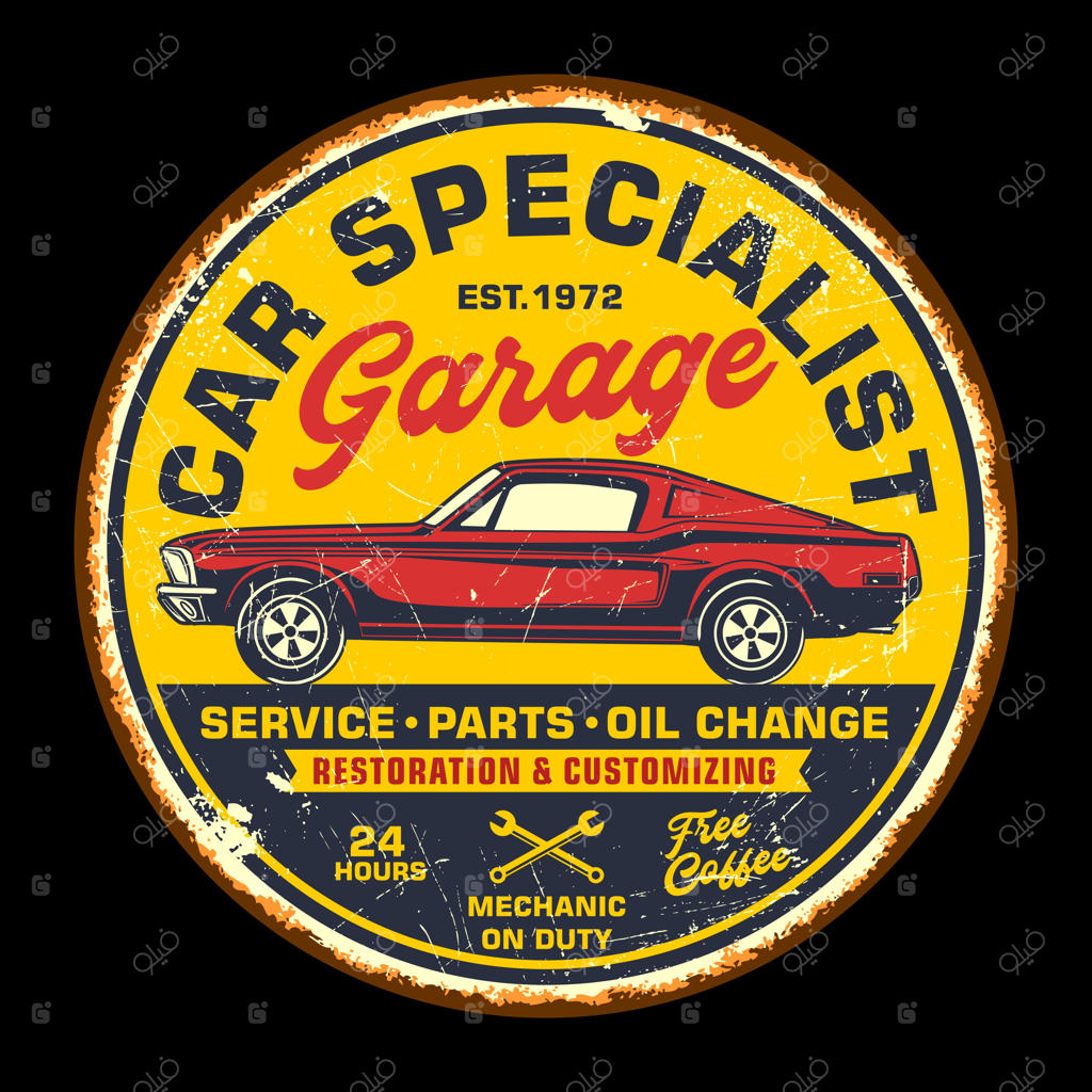 تابلوی گاراژ خودرو به سبک قدیمی و نوستالژی