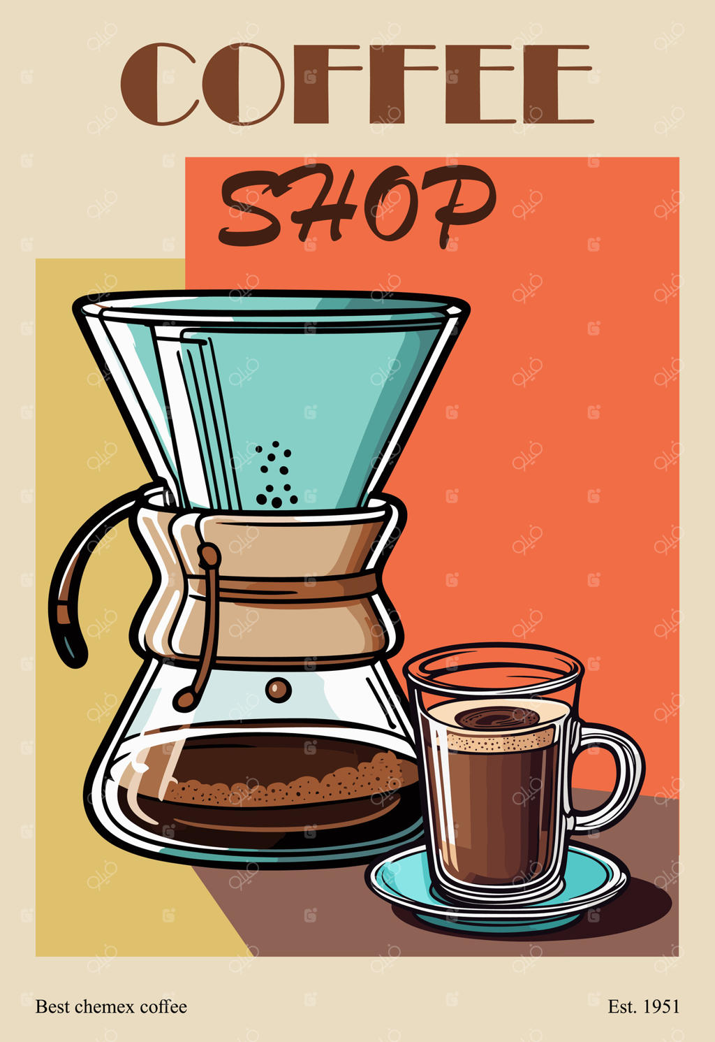 پوستر نوستالژیک با هنر قهوه‌ساز کِمِکس.