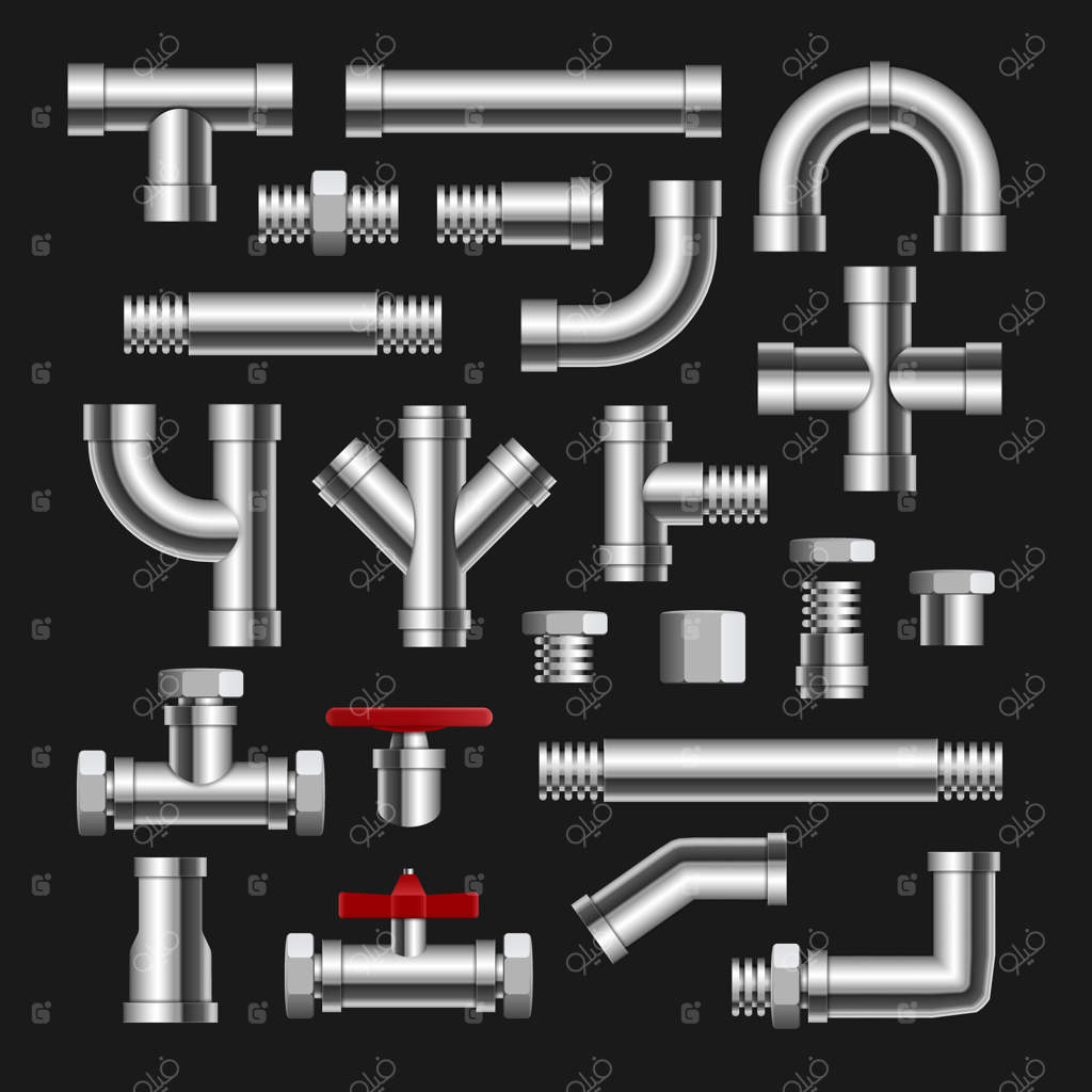 اتصال لوله فلزی برای خطوط آب: ساخت لوله‌کشی فولادی در کارخانه تولید لوله.
