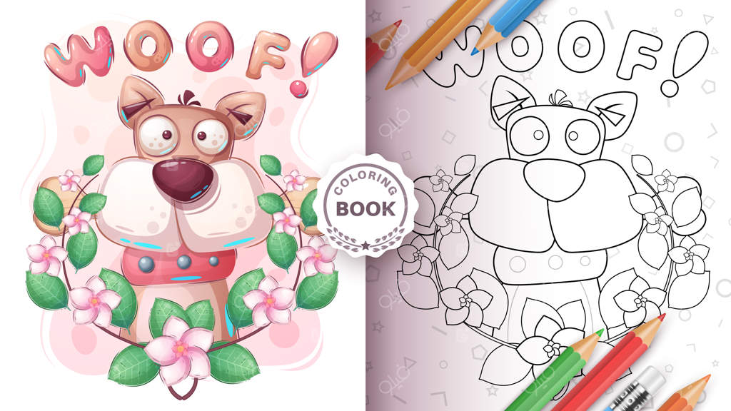 صفحه رنگ‌آمیزی شخصیت کارتونی سگ بامزه