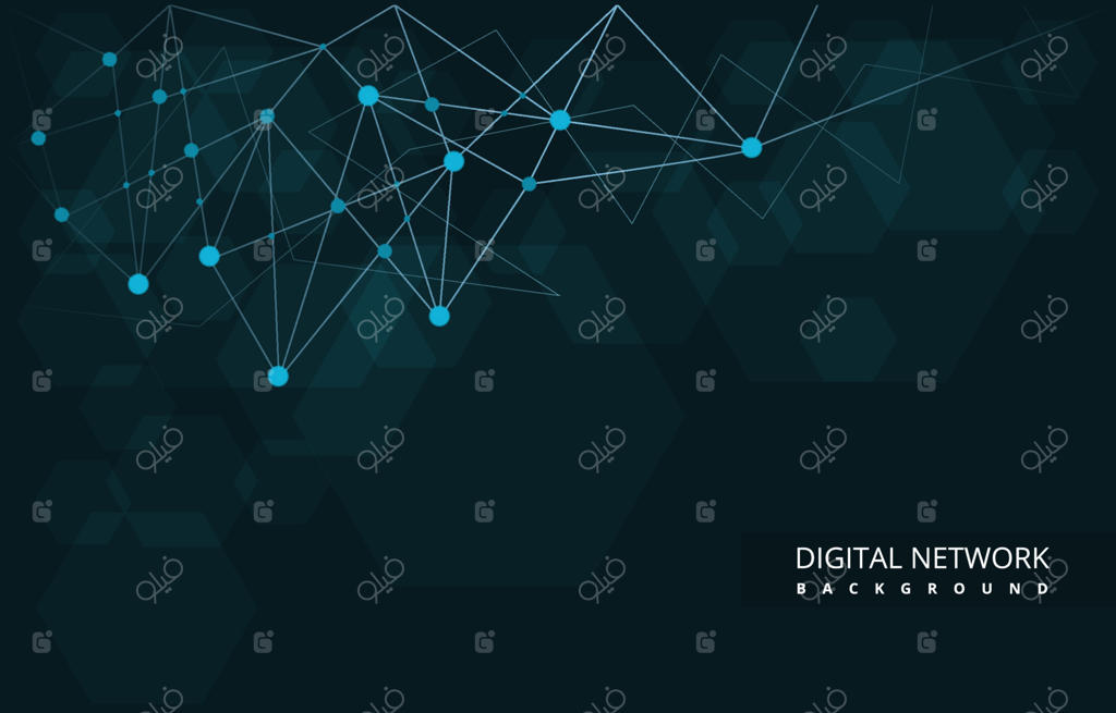پس‌زمینه‌ی فناوری اینترنت و شبکه دیجیتال با طرح شش‌ضلعی