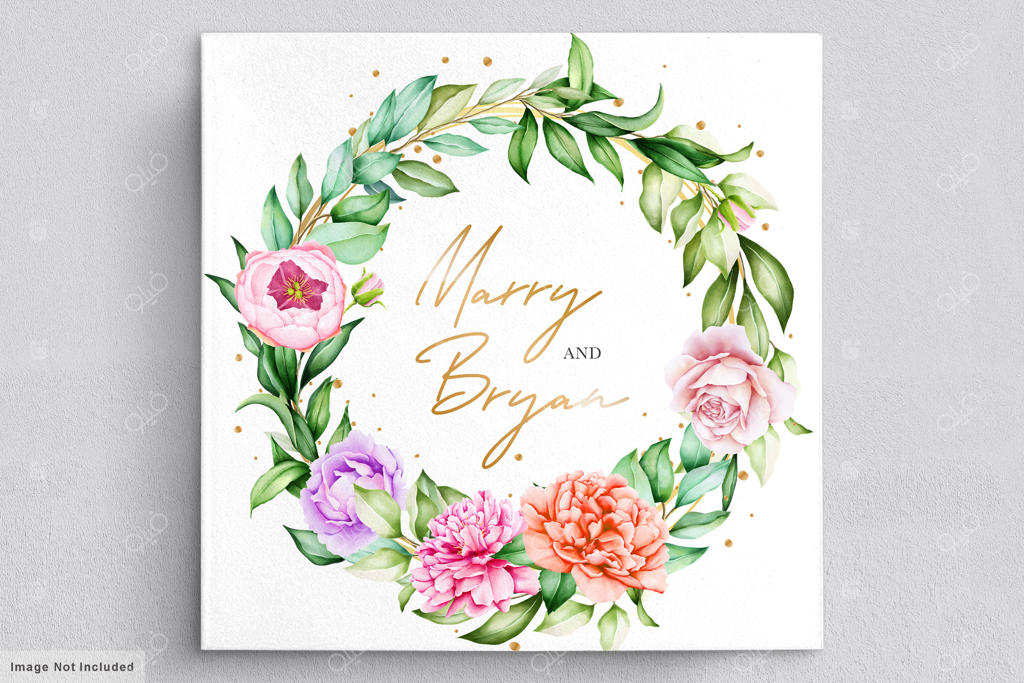 کارت دعوت عاشقانه با گل‌های صد تومانی آبرنگی