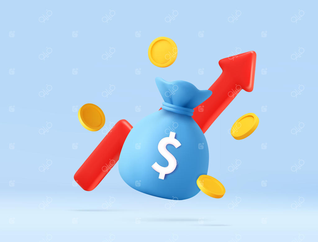 کشف رشد مالی با طرح حرفه‌ای نماد کیسه پول