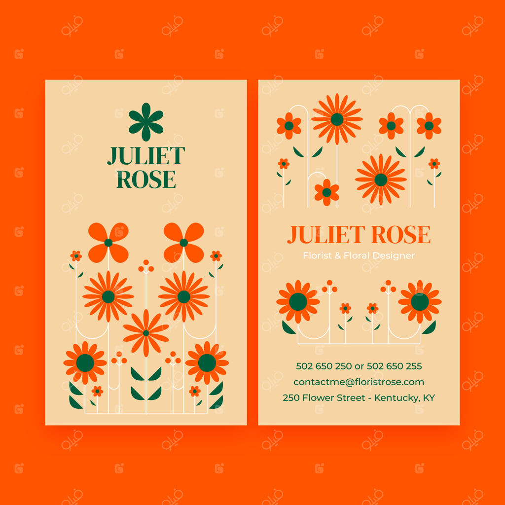 کارت ویزیت عمودی شغل گل‌فروشی گیاهان مینیمالیستی