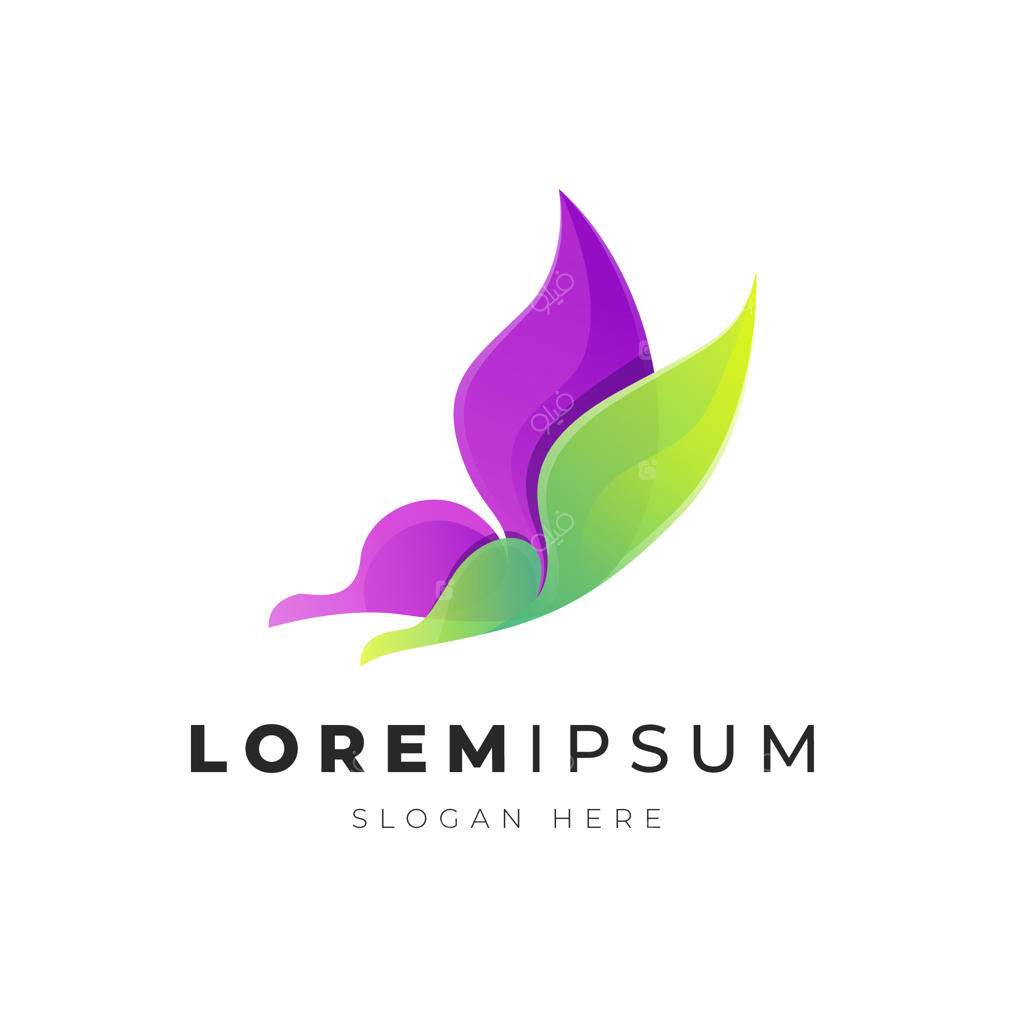 تصویر برتر لوگوی انتزاعی پروانه رنگارنگ