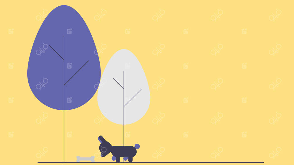 تصویرسازی درختان باغ با طراحی مینیمال