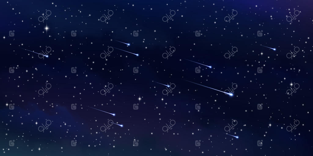 آسمان پرستاره‌ با شهاب‌ها و دنباله‌دارها