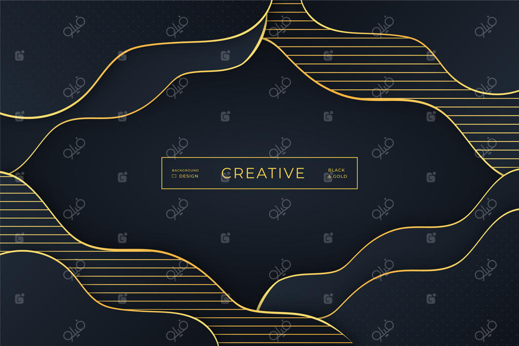 پس‌زمینه با خطوط منحنی طلایی و سایه‌های تیره