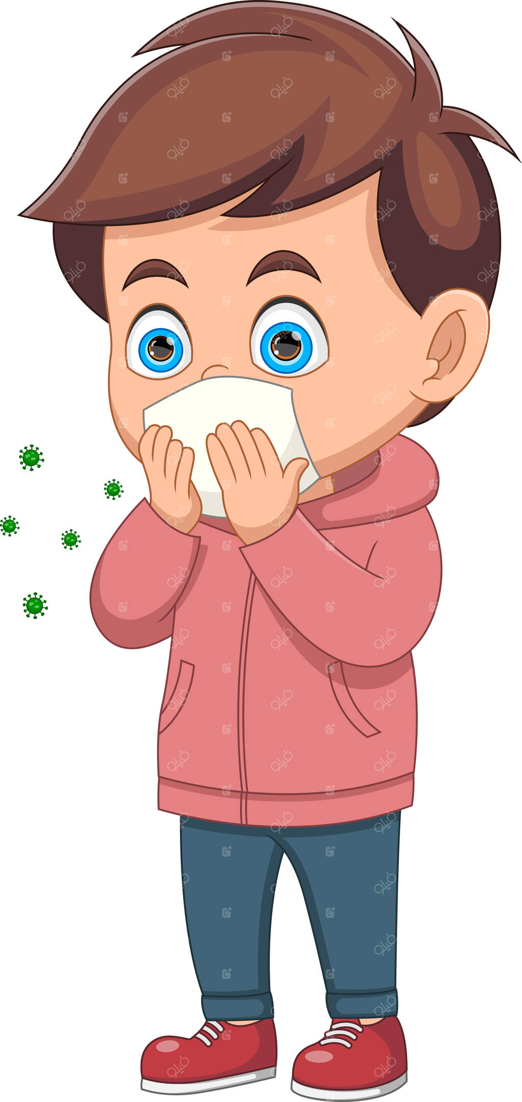 پسر کارتونی با سرماخوردگی شدید