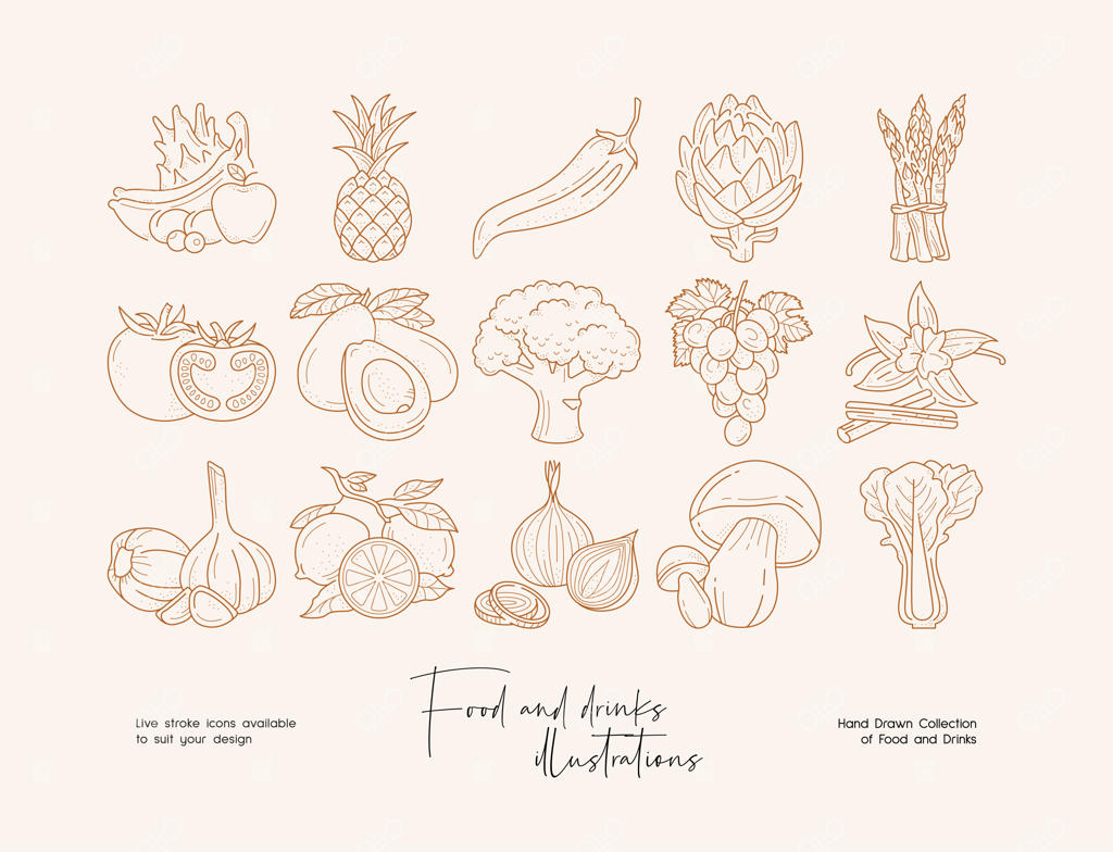 طراحی لوگوی مدرن دستی غذا برای هویت برند - قالب آیکون وکتوری