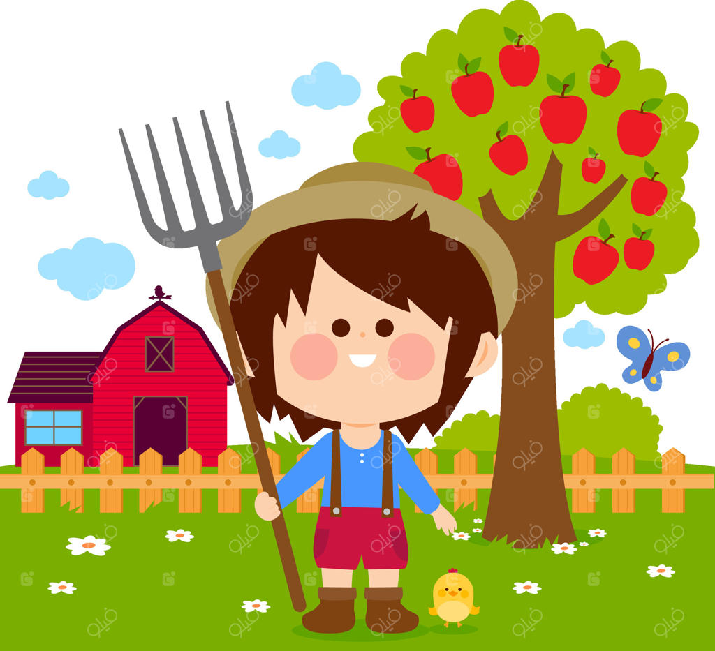 پسر بچه کشاورز در مزرعه: شادی کودکی در روستا میان باغ و اصطبل و درخت سیب.