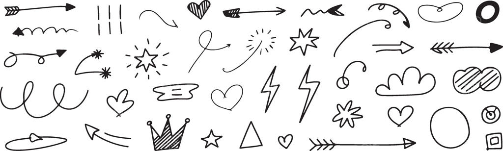 مجموعه عناصر نقاشی دستی و دوودل‌ها