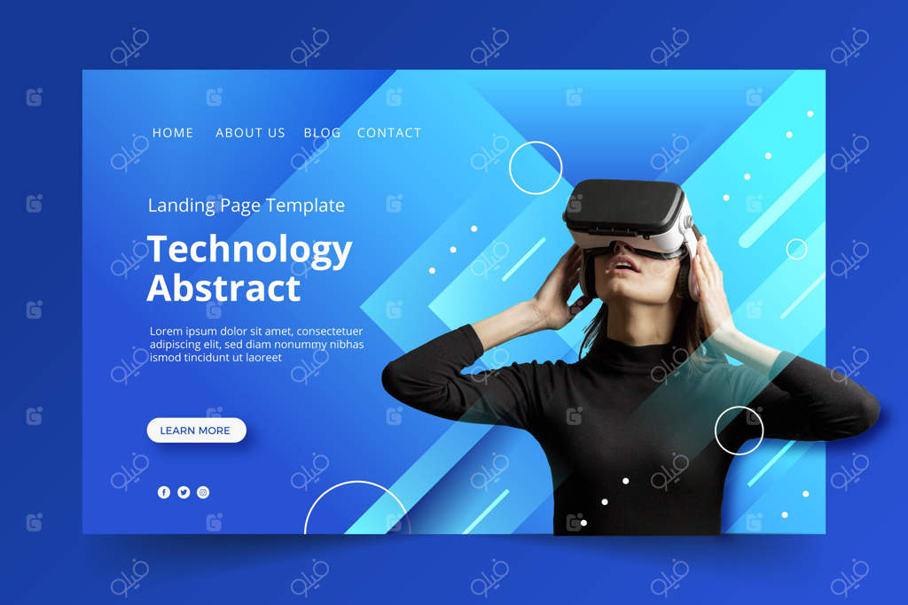 قالب طراحی فناوری انتزاعی برای صفحه فرود