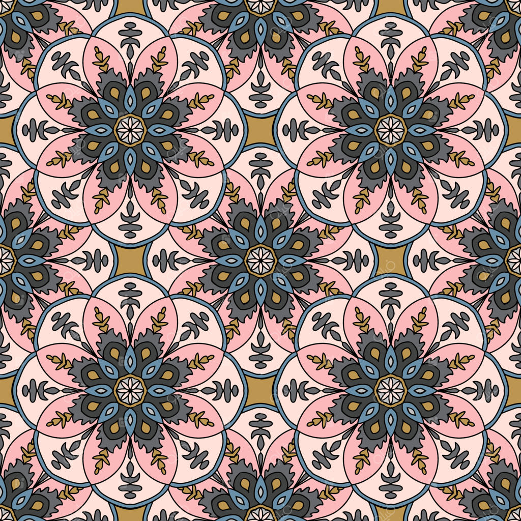 کارت ماندالای زیبا. گل دایره‌ای تزیینی و هنری روی پس‌زمینه سفید. طراحی هندسی دکوراتیو به سبک شرقی و قومی.