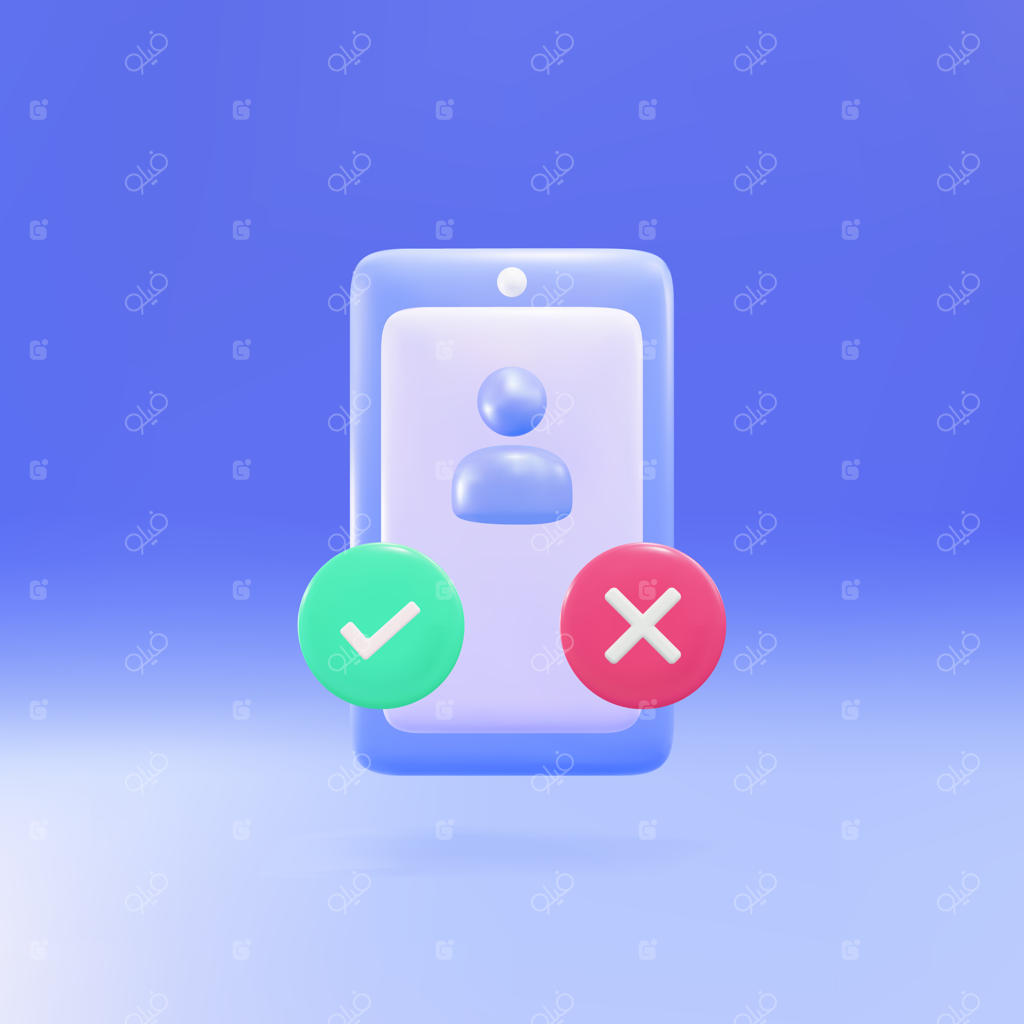 مفهوم نظرسنجی جذب نیرو با گوشی هوشمند: انتخاب بله و خیر، علامت تیک و ضربدر