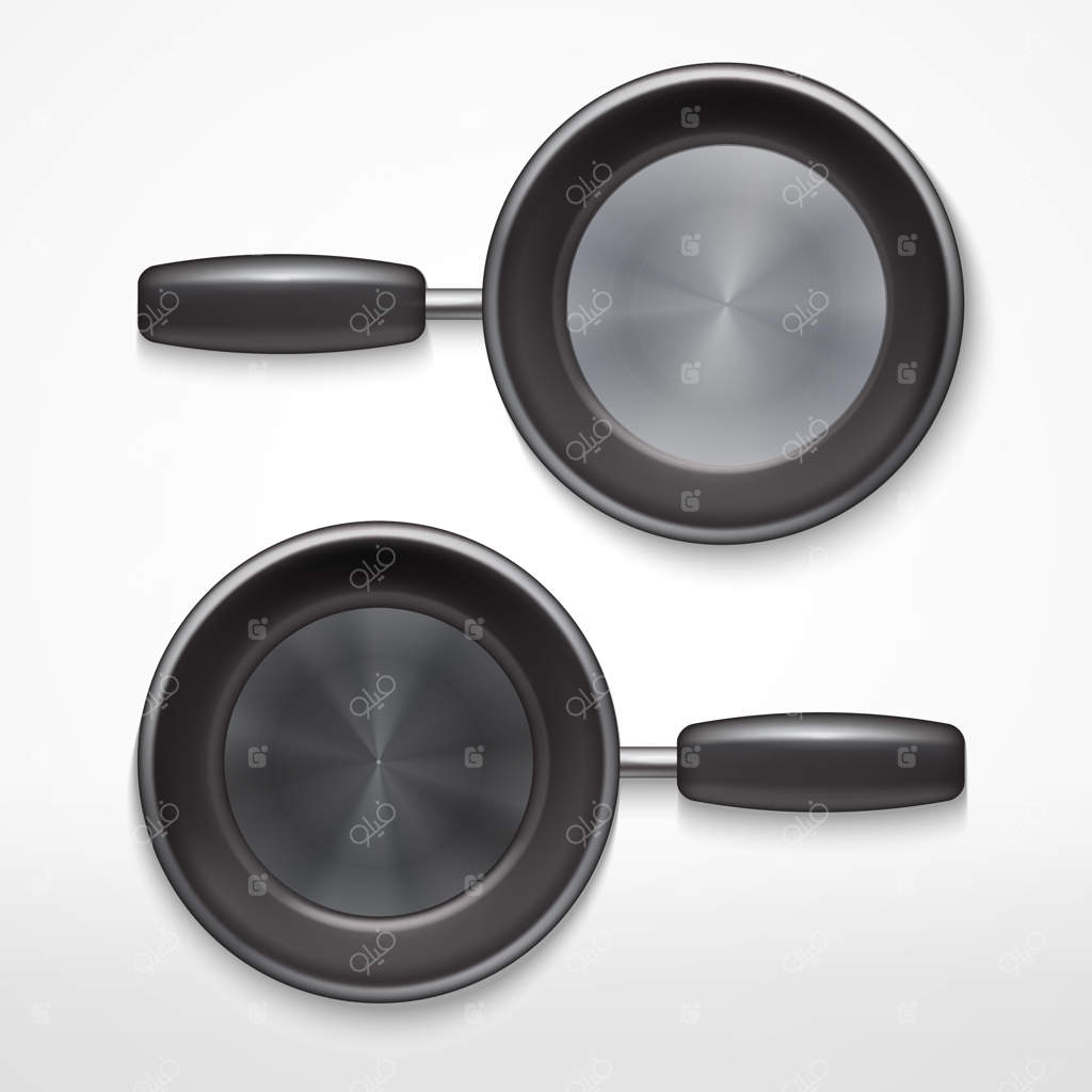 آیکون واقعی تابه سه‌بعدی از جنس فلزات براق، تابه سرخ‌کردنی سیاه و خالی