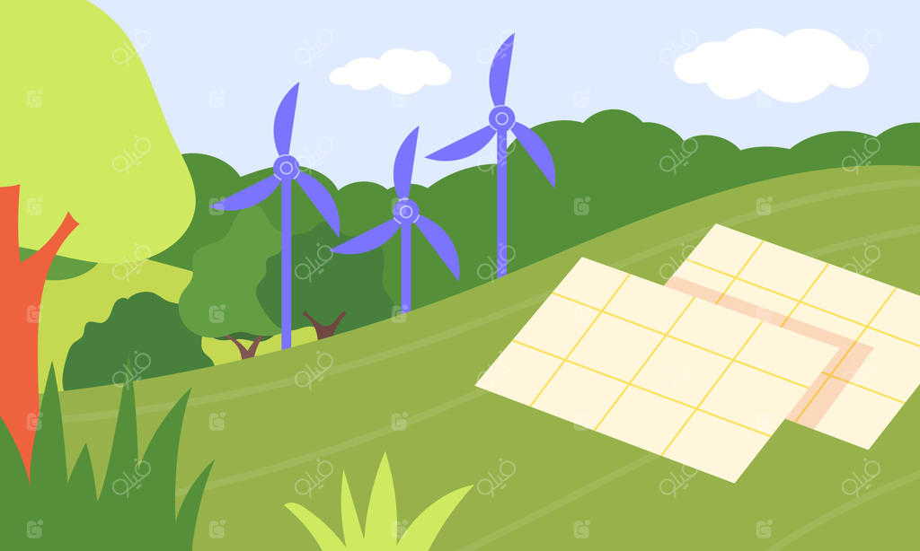 انرژی سبز: صفحات خورشیدی و توربین‌های بادی در دل طبیعت