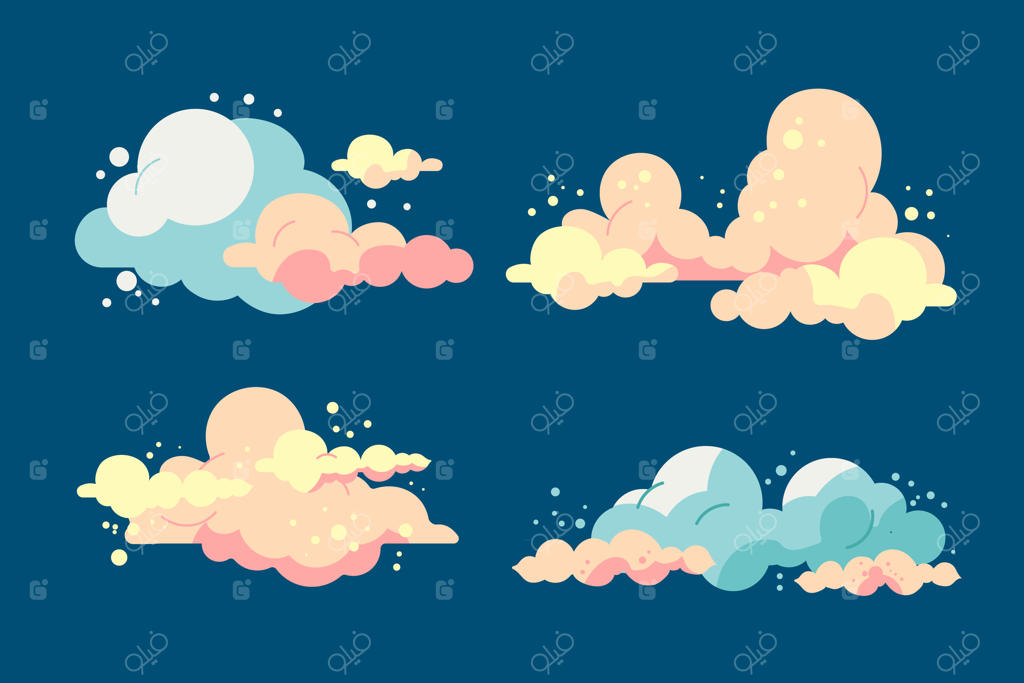 مجموعه برچسب ابرهای دست‌کشیده