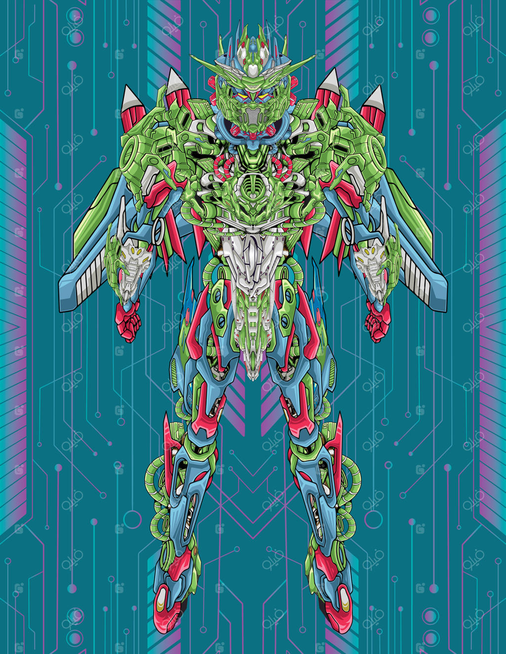 مهندسی ربات‌های مکانیکی: تصویر کامل بدن با طراحی آینده‌نگرانه