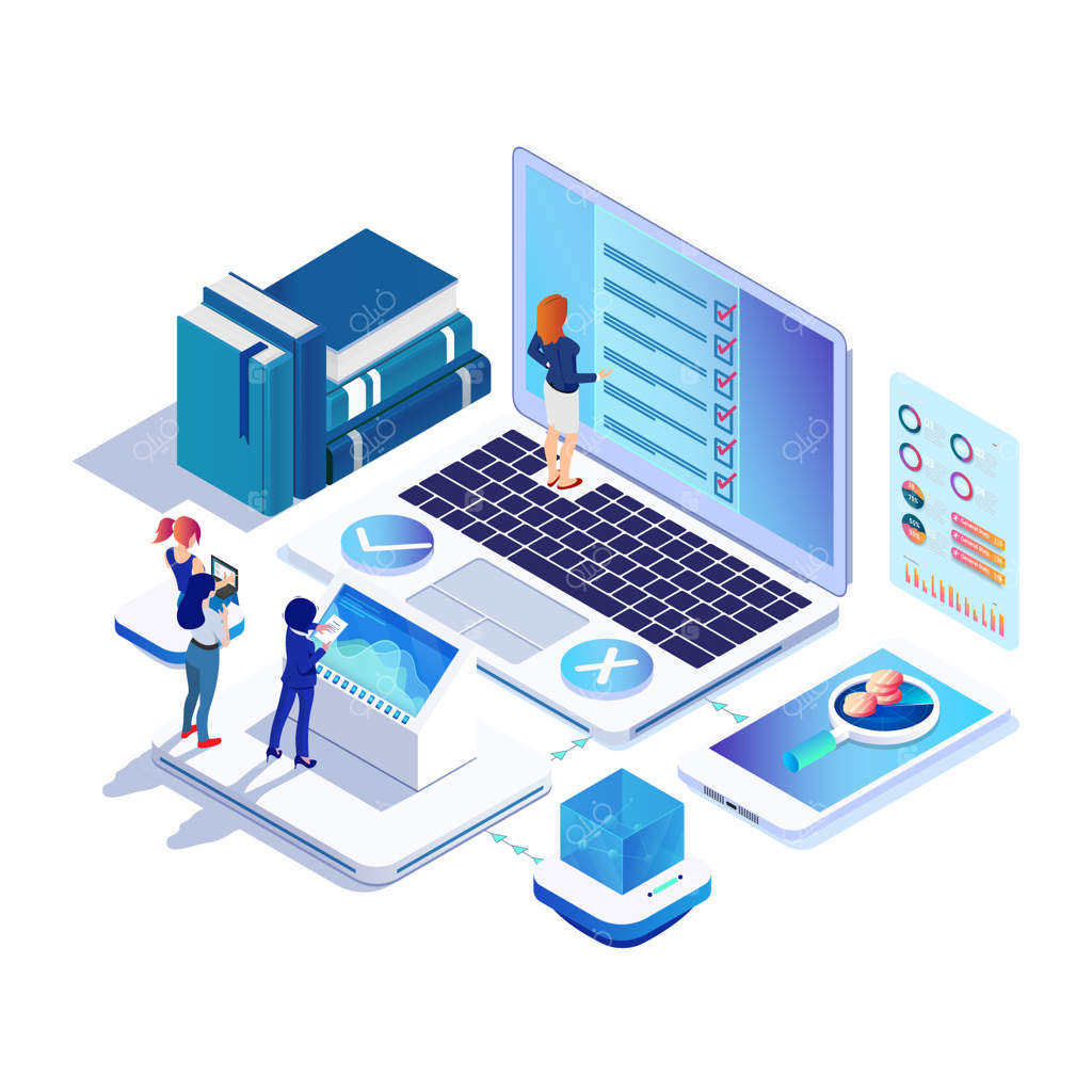 مفهوم نظرسنجی آنلاین مدرن با طراحی ایزومتریک و شخصیت‌ها