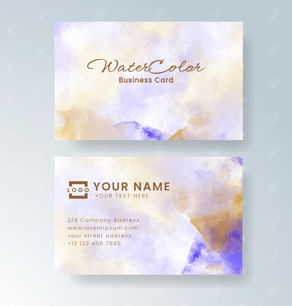 ضربات قلم آبرنگ انتزاعی در قالب کارت ویزیت شیک.