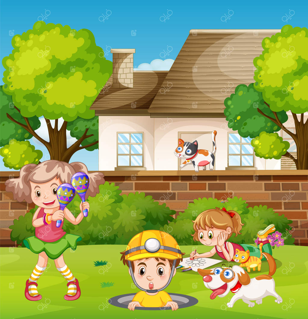 صحنه‌ای از خانه با تعداد زیادی بچه‌ها