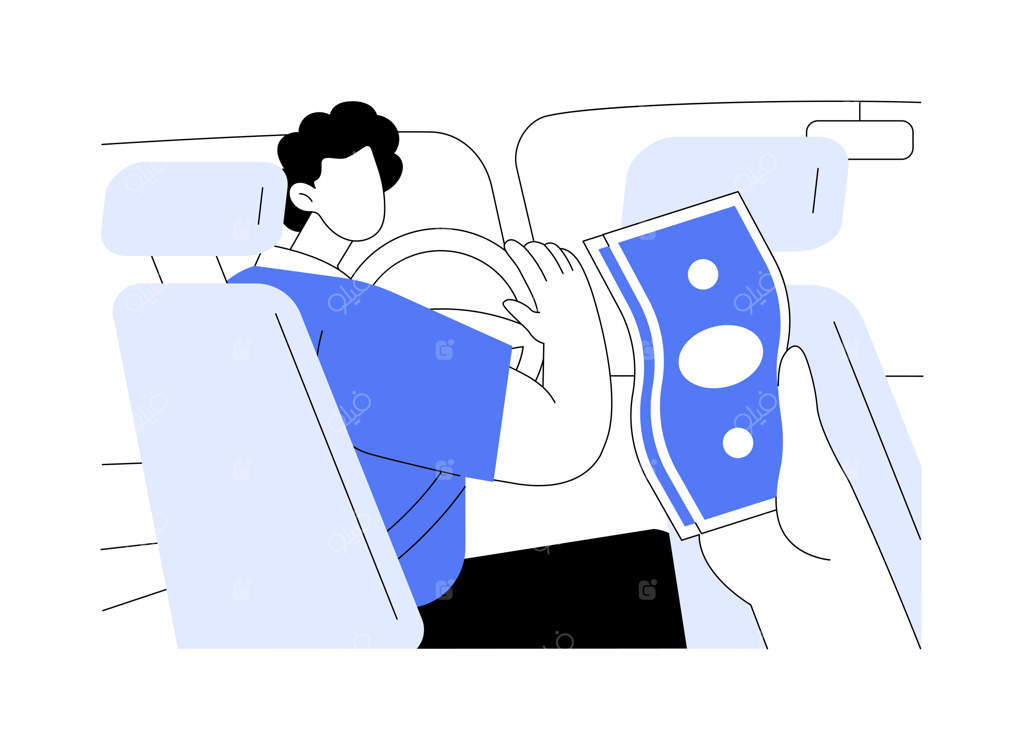 مفهوم کلی پرداخت نقدی کرایه تاکسی (تصویر سازی)