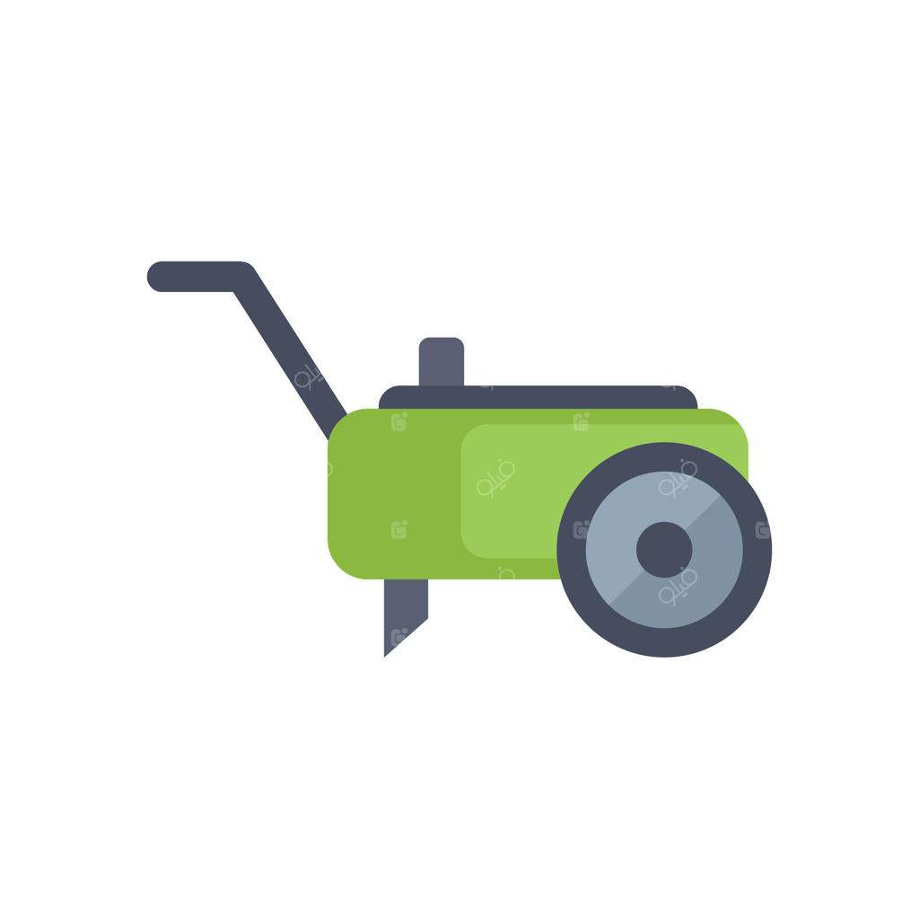 آیکون ماشین چمن‌زنی سبز در حال بریدن چمن باغ