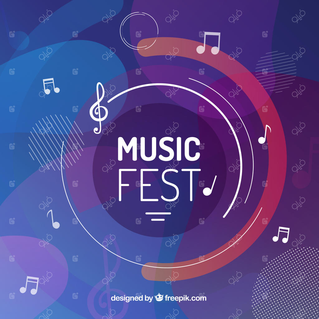 پس‌زمینه جشنواره موسیقی با نت‌های موسیقی