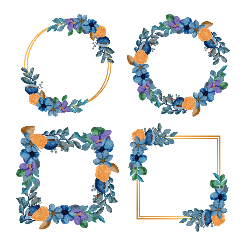 دسته گل زیبا و برگ‌ها برای تزیین به سبک آبرنگی