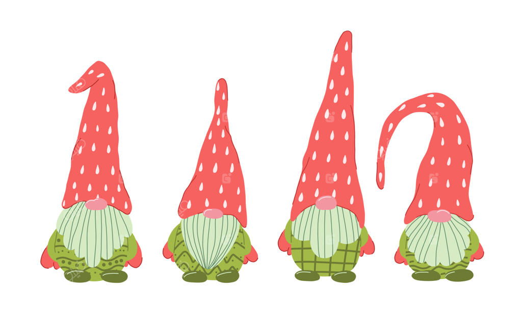 کوتوله‌های کوچک: کوتوله توت‌فرنگی بهاری. شخصیت کارتونی طراحی شده برای باغ. تصویرسازی تخت روی زمینه سفید