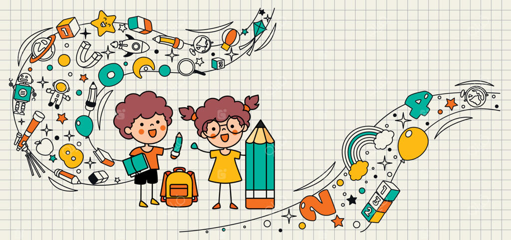 طرح دستی دانش‌آموز کارتونی بامزه