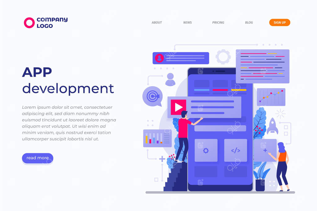 توسعه اپلیکیشن در صفحه فرود گوشی هوشمند