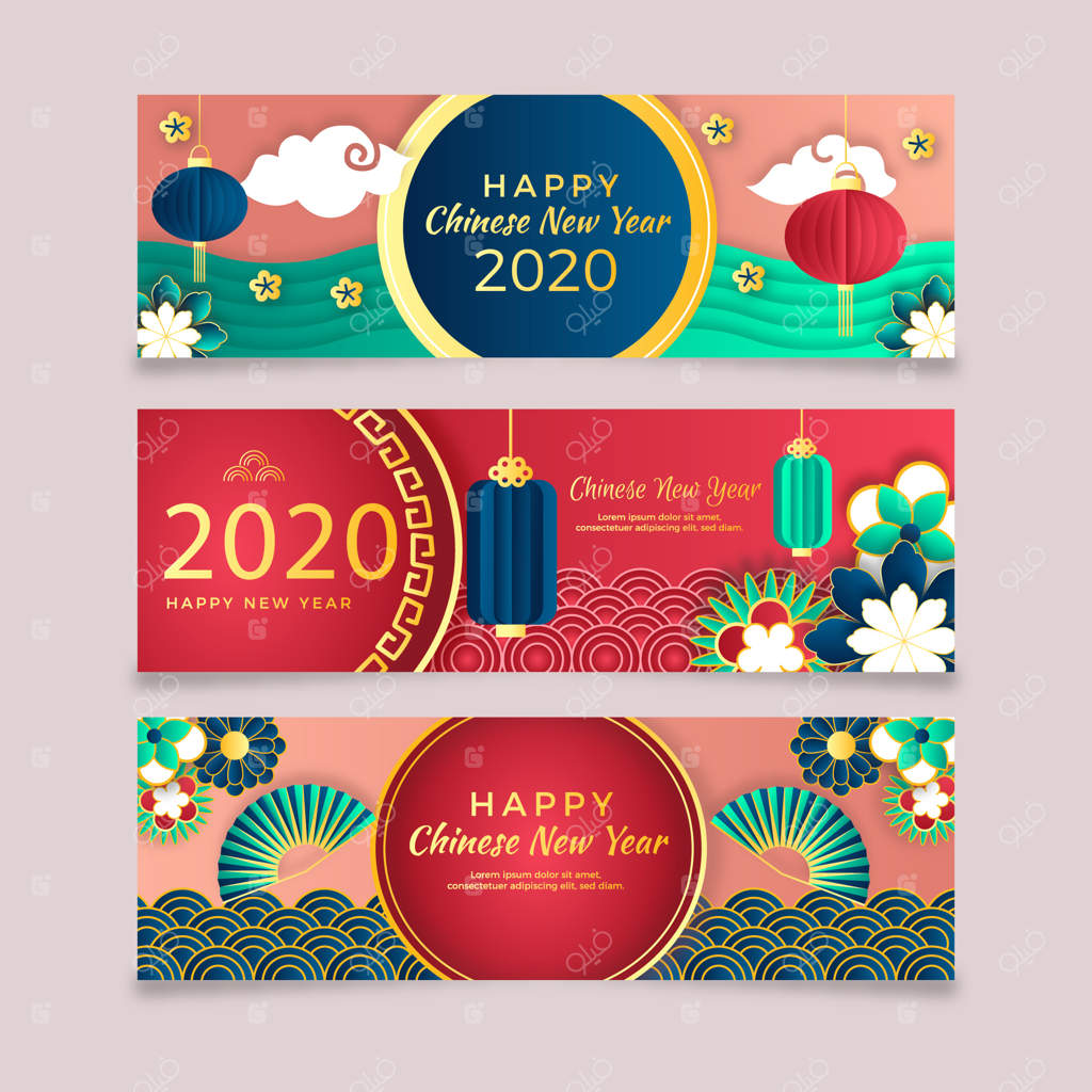 بنرهای سال نو چینی به سبک کاغذی