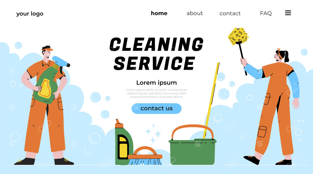 قالب صفحه فرود برای خدمات نظافت منزل