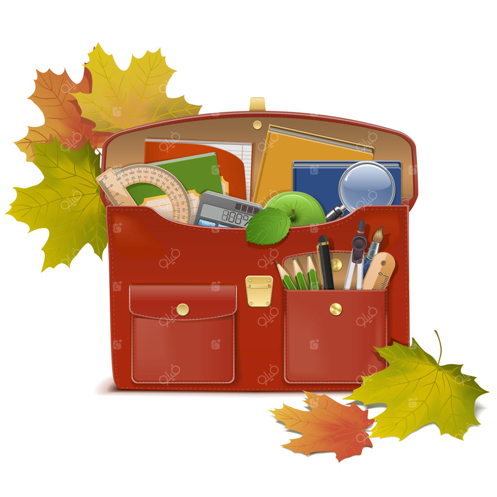 کیف مدرسه در پس‌زمینه سفید