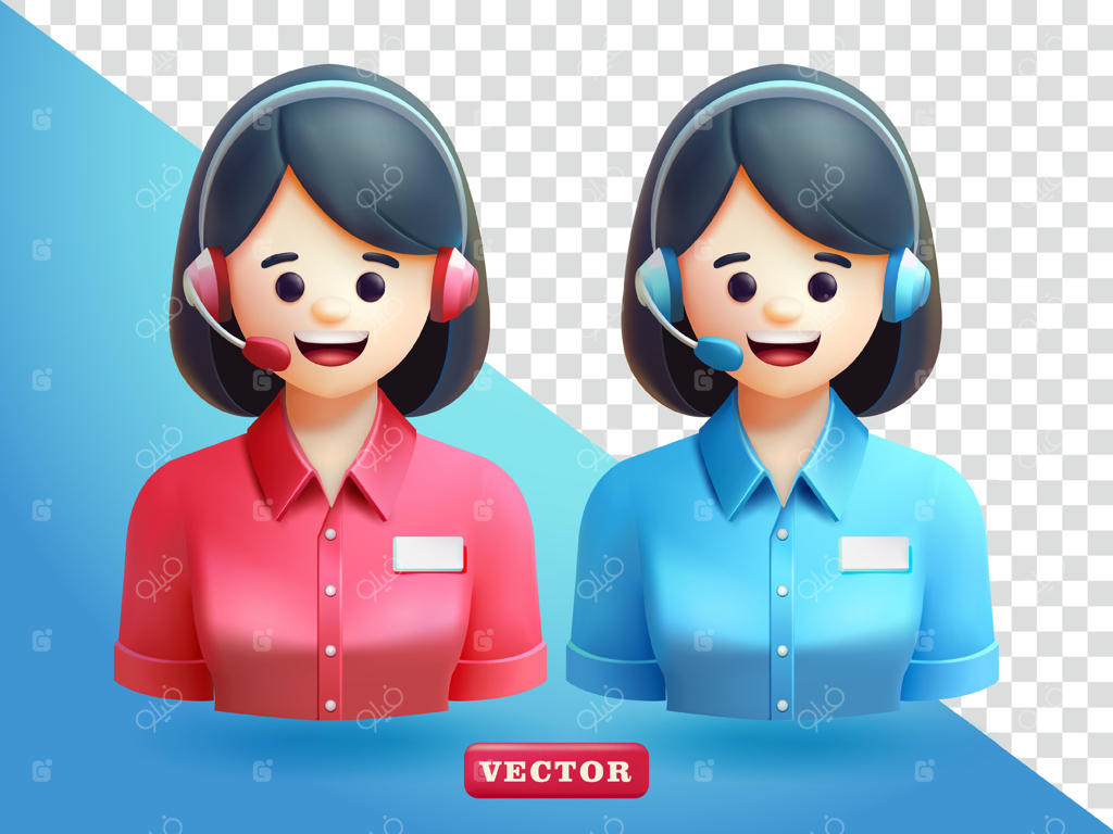 زن خدمات مشتری، سه‌بعدی. مناسب برای تجارت، خدمات مشتری و عناصر طراحی