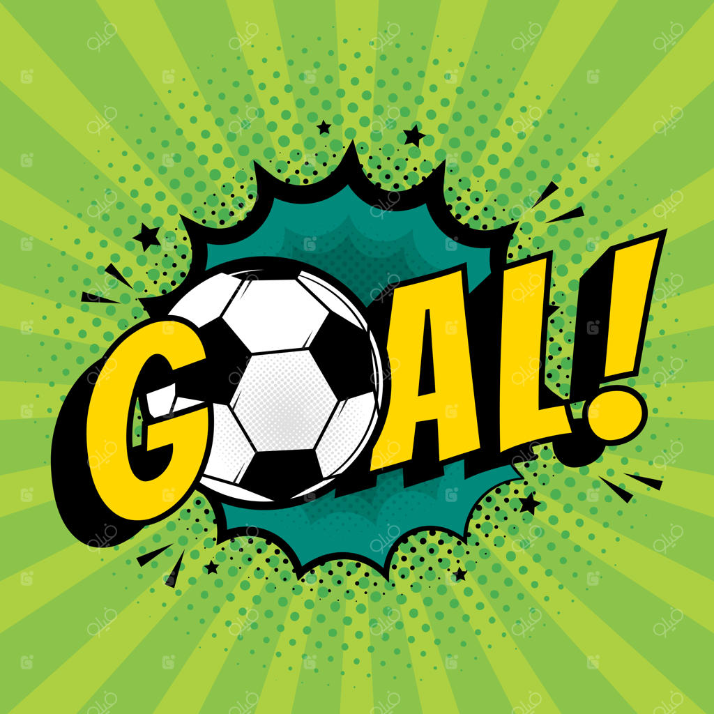 متن گل فوتبال به سبک کمیک و پاپ آرت رترو