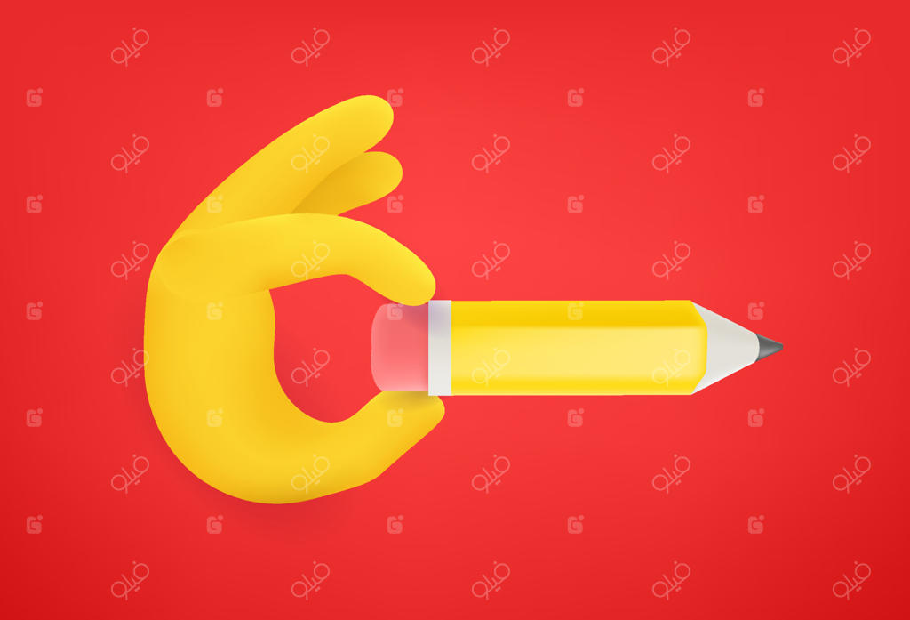 تصویرسازی وکتور دست در حال نگه داشتن مداد به سبک کمیک سه بعدی