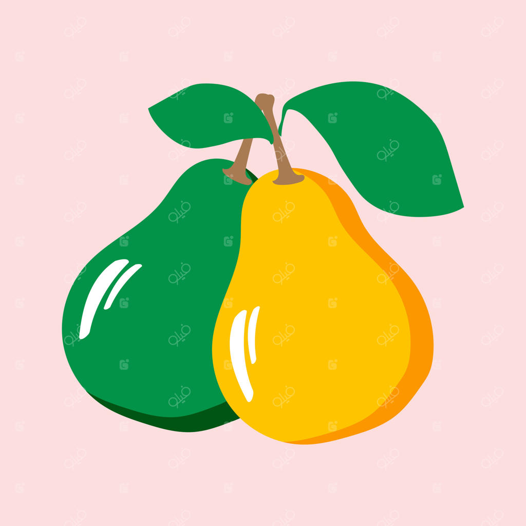 انواع مختلف گلابی با رنگ‌های گوناگون روی زمینه صورتی روشن. میوه‌های ارگانیک از باغ مزرعه.