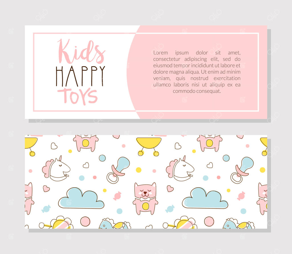 قالب بروشور اسباب بازی کودک با رنگ‌های پاستلی - بنر فروشگاه نوزاد، پوستر، جلد کتاب و طراحی کارت دعوت کارتونی