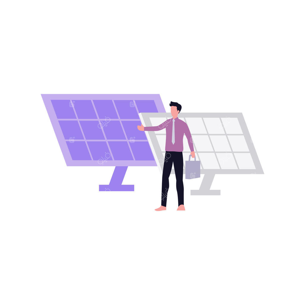 پسربچه در حال نگاه کردن به پنل خورشیدی