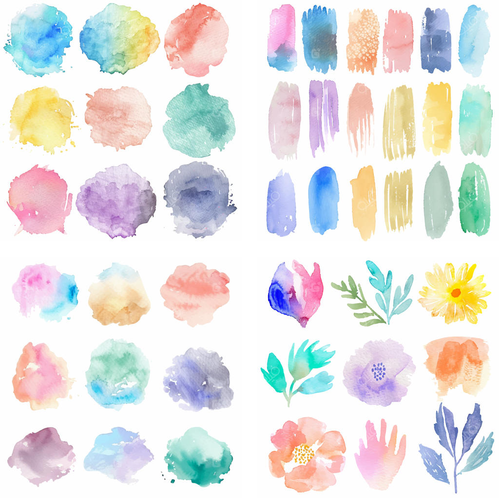 طرح لکه جوهر و آبرنگ پاستلی با افکت پاشش رنگ و بافت زبر